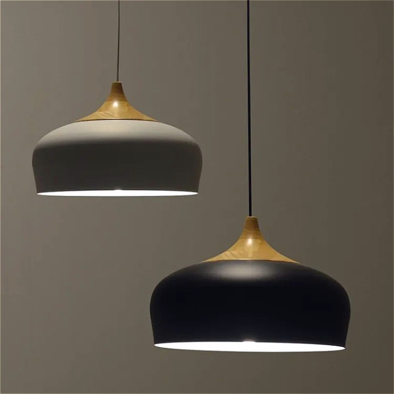 Interior Design White And Wood - Nordic อลูมิเนียมขนาดใหญ่โคมไฟเพดานโคมระย้าร้านอาหารเกาะตารางบาร์การออกแบบแสงภายในไม้ GRAIN จี้โคมไฟ