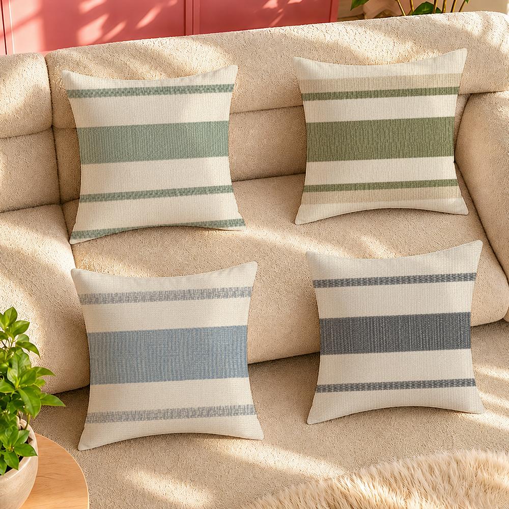 Textured Throw Natural - ปลอกหมอนอิงลายทางธรรมชาติ ปลอกหมอนตกแต่งสำหรับโซฟา ตกแต่งบ้านสำหรับห้องนั่งเล่น