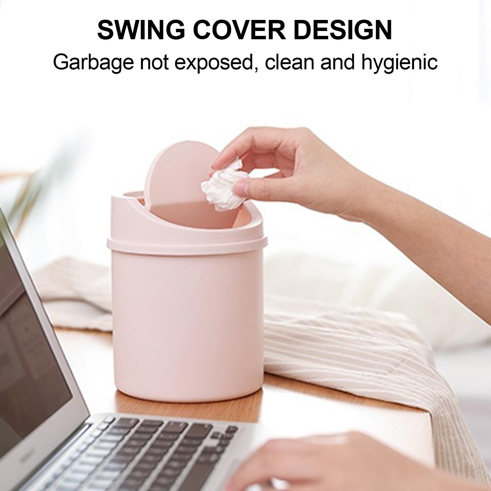 Interior Design Youtube - ถังขยะตั้งโต๊ะขนาดเล็ก ถังขยะทรงกระบอกมีฝาปิด ถังขยะในห้องนอน ถังขยะสำหรับทำความสะอาดพื้นที่ทำงาน กล่องเก็บของ โต๊ะทำงานที่บ้าน