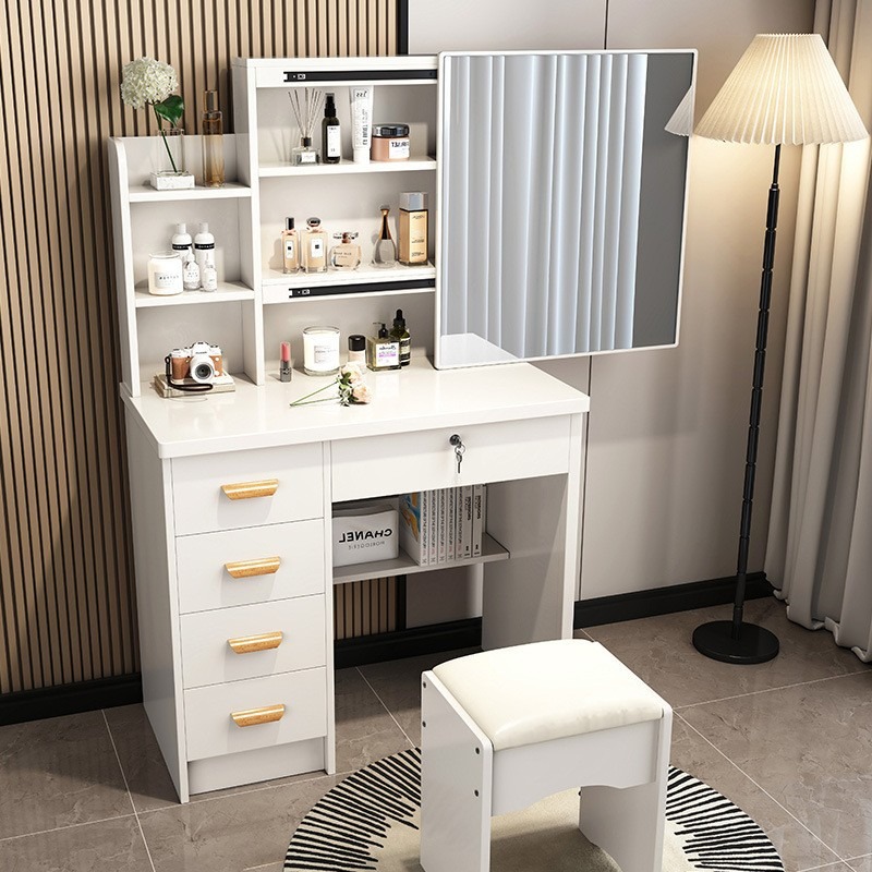 Interior Design White And Wood - การออกแบบโต๊ะเครื่องแป้งสไตล์โมเดิร์น สีขาว ประหยัดพื้นที่ ตกแต่งภายใน โต๊ะเครื่องแป้งแฟชั่น ตกแต่งเพนเตอาเดรา