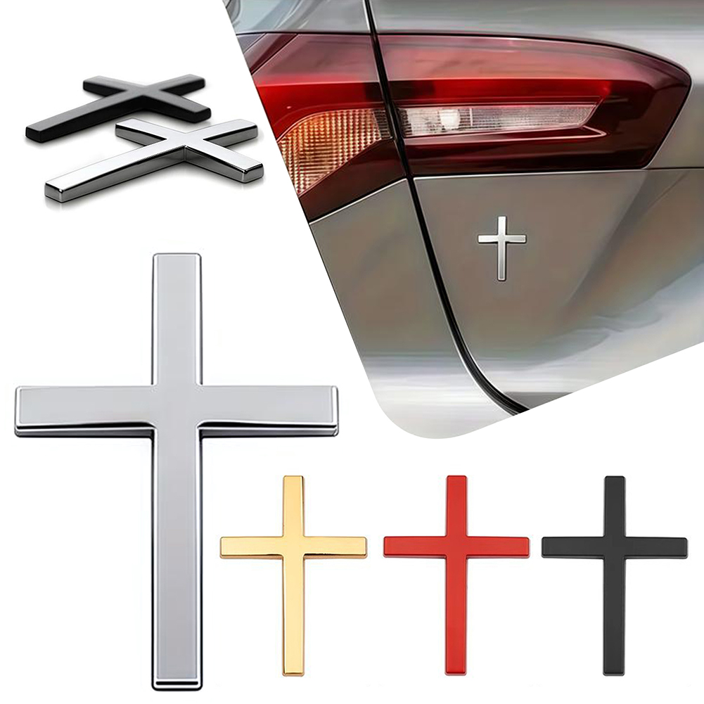 Interior Design Co - คริสเตียน Cross-สติกเกอร์ SUV รถคริสเตียนสัญลักษณ์ป้ายรถ 3D โลหะออกแบบป้ายสัญลักษณ์สำหรับส่วนบุคคลรถภายนอก