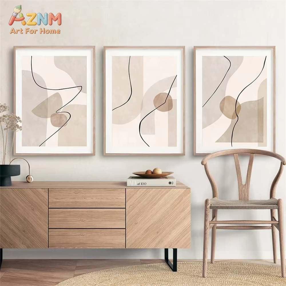 ภาพวาดลายเส้นเรขาคณิตสีเบจแบบน - Interior Design Apartment บทวิจารณ์และราคา