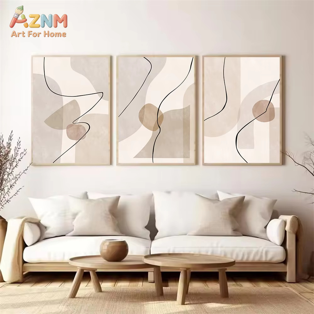 ภาพวาดลายเส้นเรขาคณิตสีเบจแบบน - Interior Design Apartment บทวิจารณ์และราคา