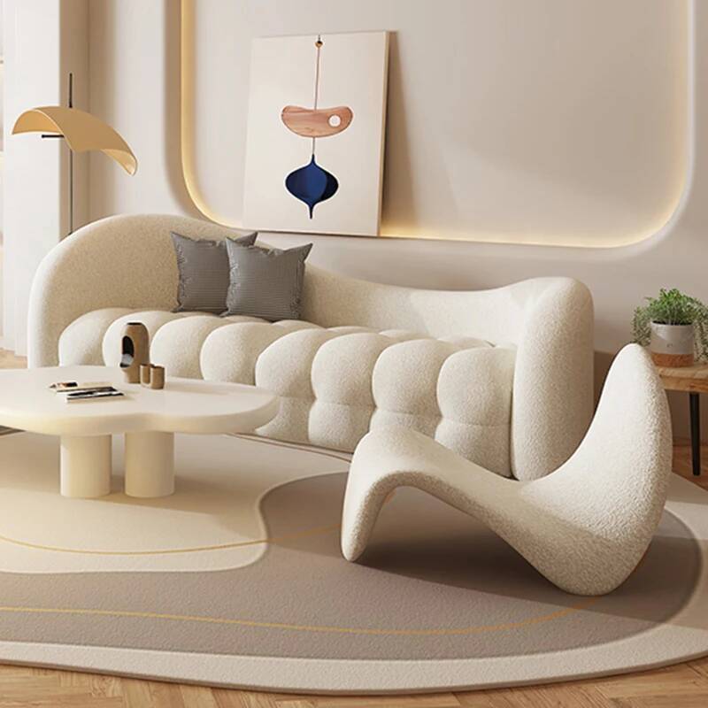 โซฟาห้องนั่งเล่นสีครีมขาว แฟชั - Interior Design White And Wood บทวิจารณ์และราคา
