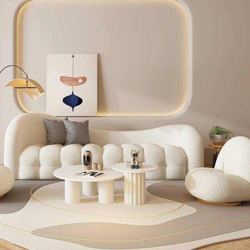 โซฟาห้องนั่งเล่นสีครีมขาว แฟชั - Interior Design White And Wood บทวิจารณ์และราคา