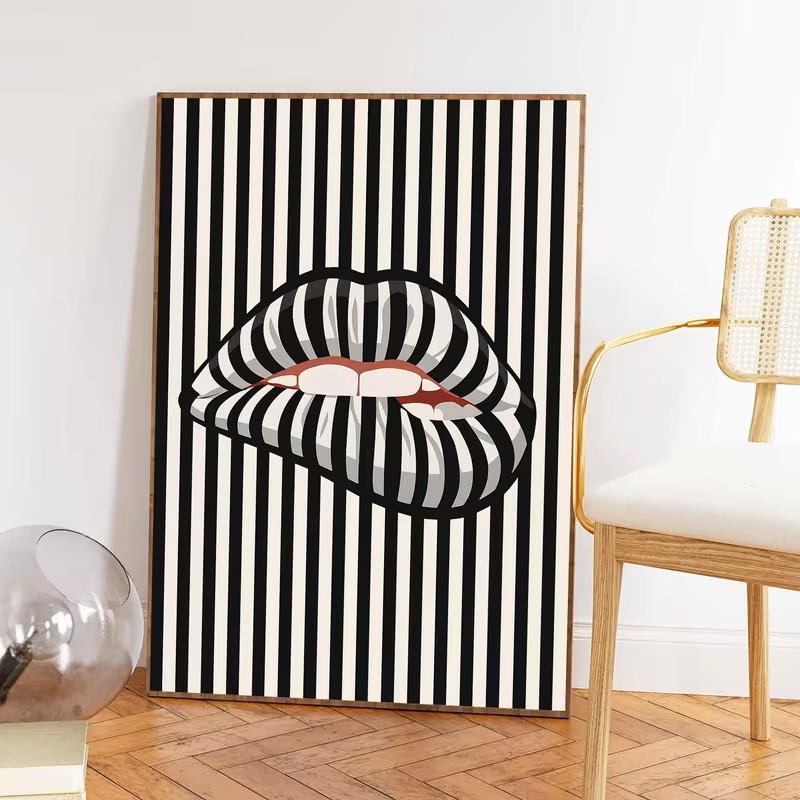โปสเตอร์ผ้าใบลายทางเรียบง่ายแล - Interior Design Apartment บทวิจารณ์และราคา
